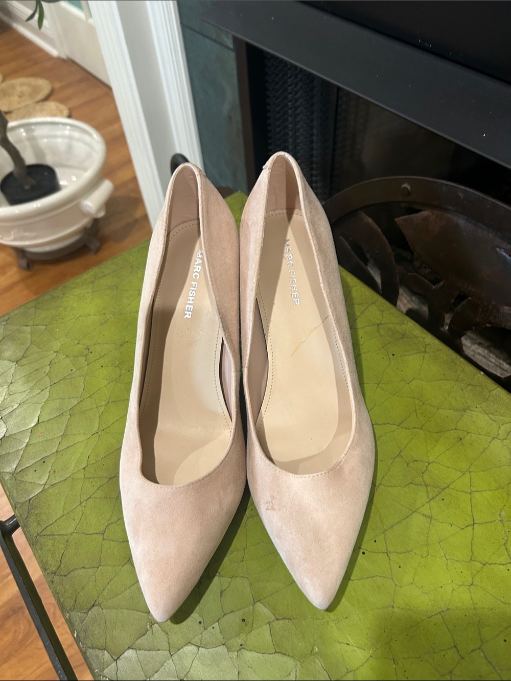 Marc Fisher Blush Suede Pointed-Toe Pumps